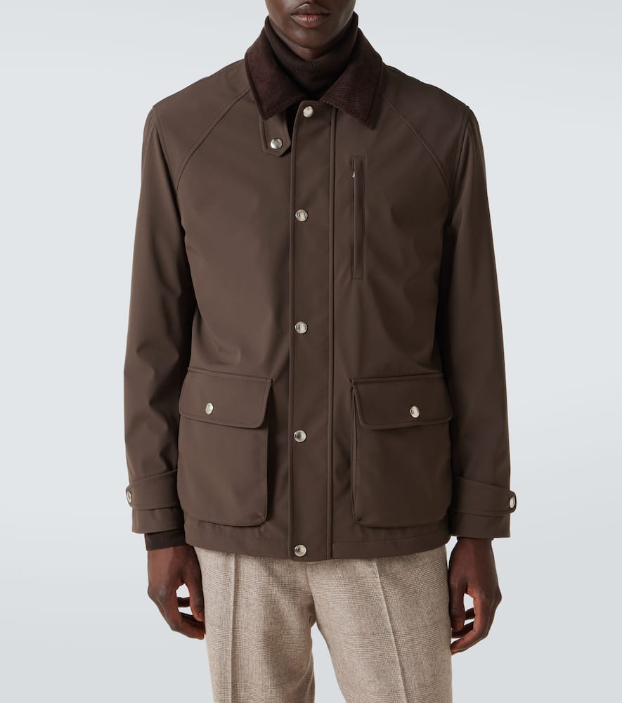 Brunello Cucinelli Corduroy-trimmed Field Jacket In Brown