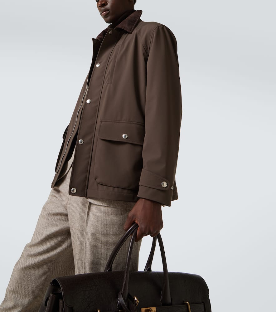 Brunello Cucinelli Corduroy-trimmed Field Jacket In Brown