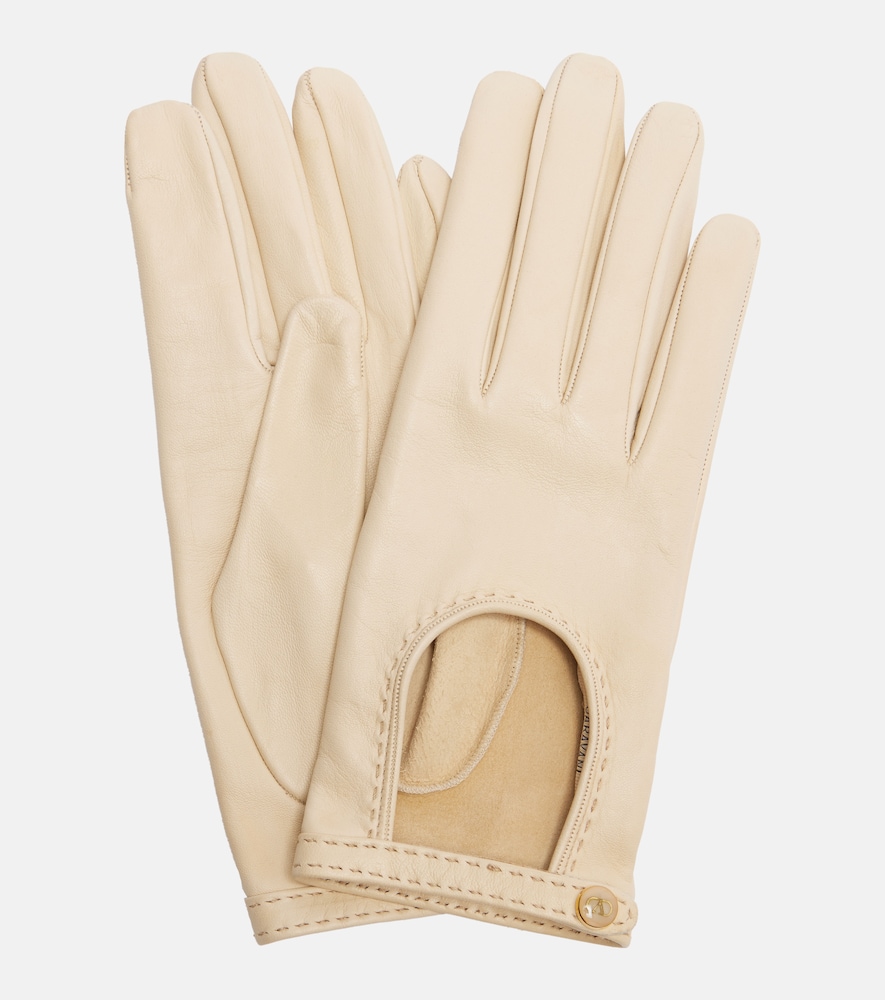VALENTINO Valentino Garavani VLogo cutout leather gloves　ヴァレンティノ ガラヴァーニ Vロゴ カットアウト レザー グローブ