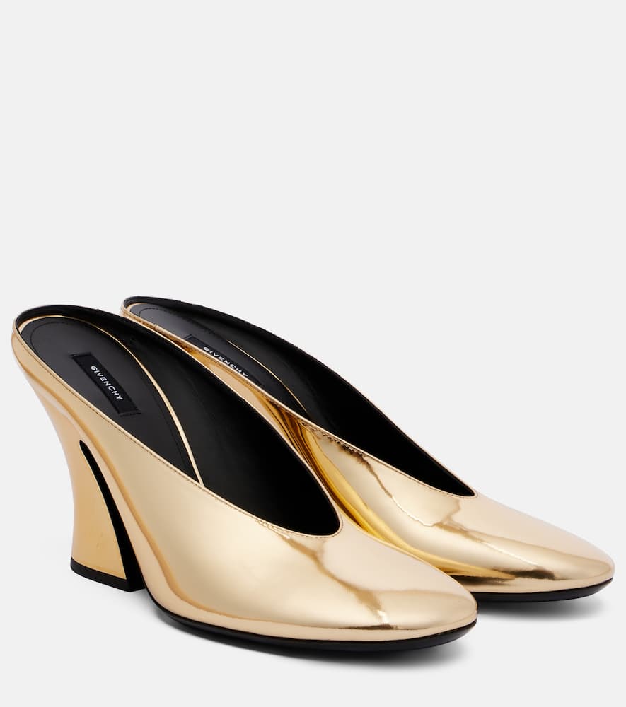 Sculpted 95 mirrored leather mules