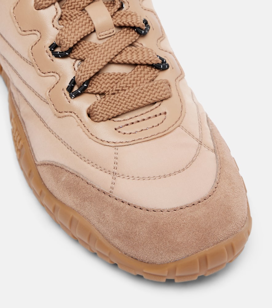 Miu Miu Suede-trimmed Sneakers In Pink