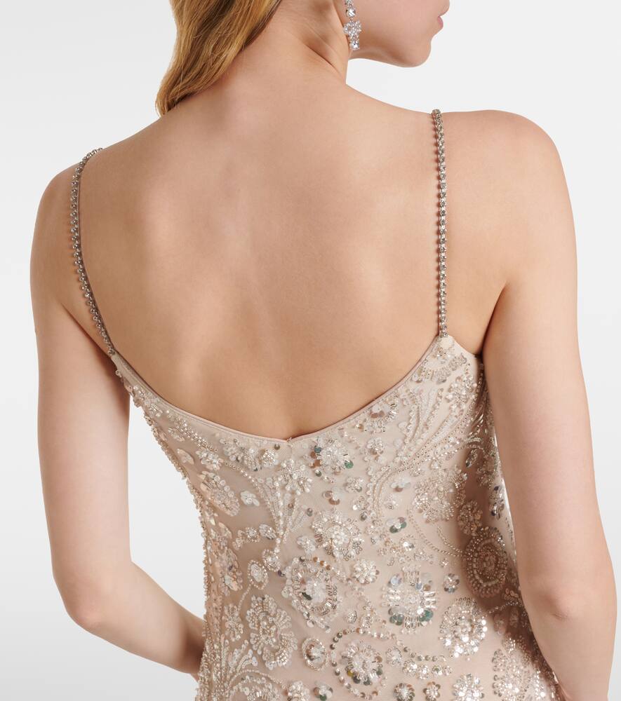 Self-portrait Sequined Floral Maxi Dress In Neutral