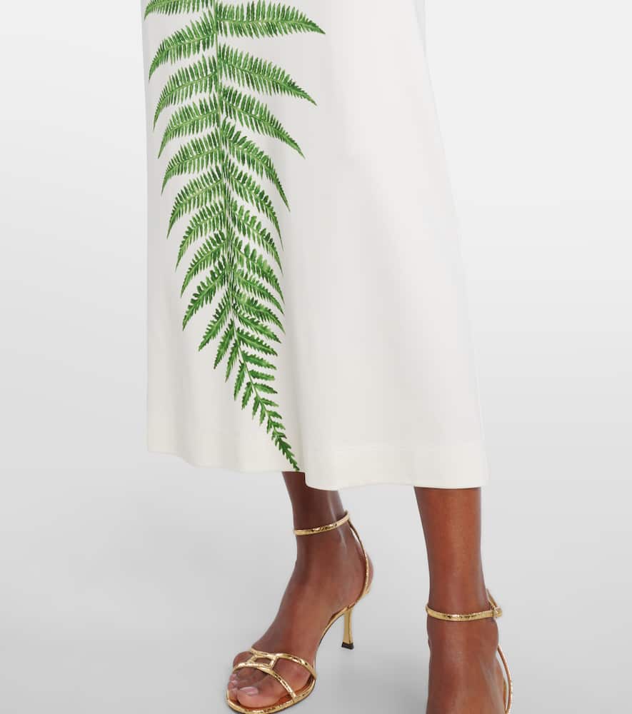Oscar De La Renta Placed Fern Print Jersey T-shirt Dress In Multi