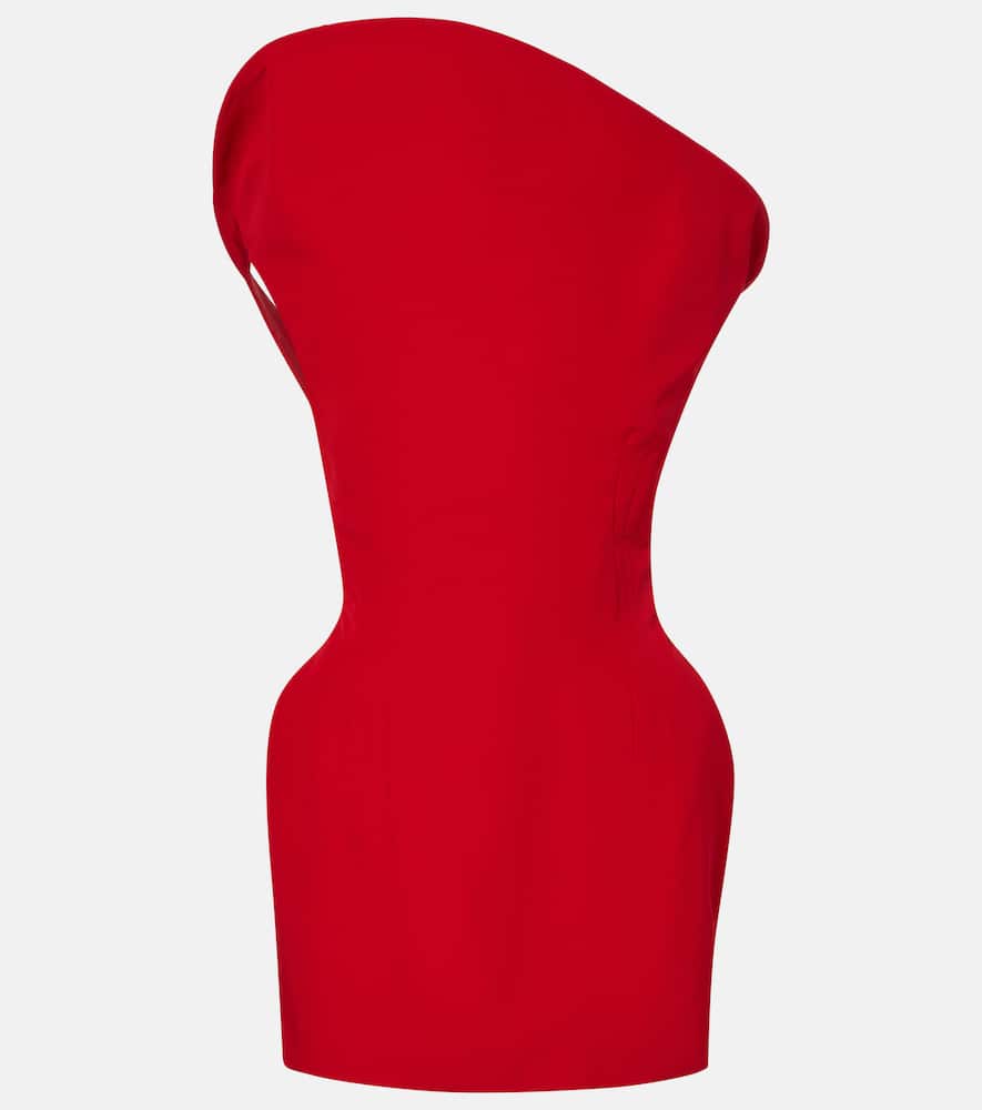 Asymmetric cotton-blend minidress