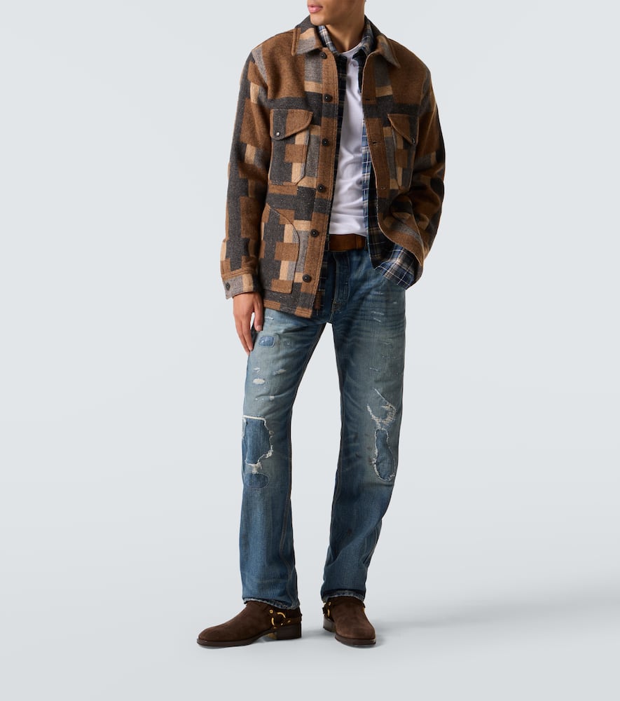 Rrl Wool And Cotton-blend Overshirt In Brown