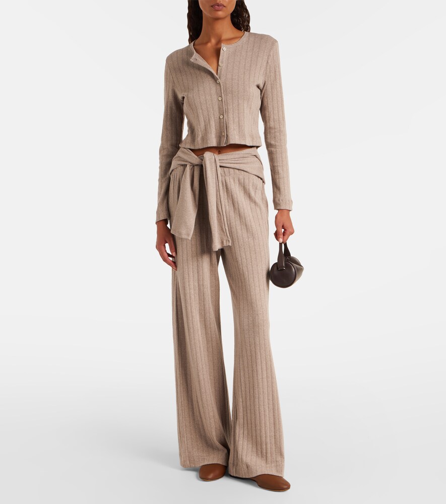  Leset Leset Cropped Pointelle Cotton Cardigan 