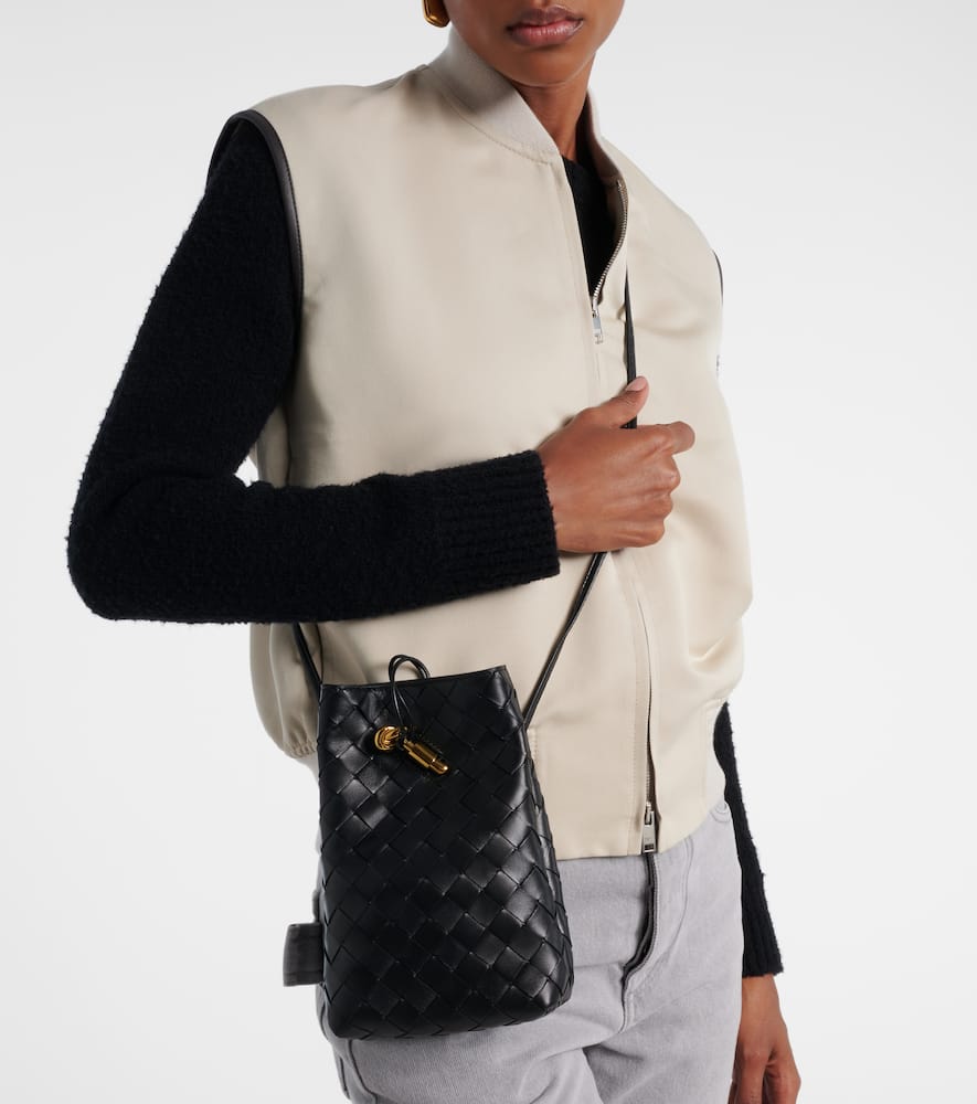 Bottega Veneta Jodie Intrecciato Mini Leather Shoulder Bag In Black