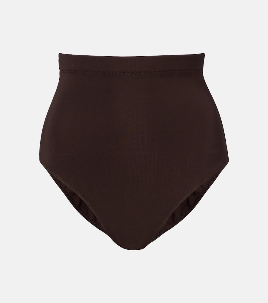 Rick Owens Dirt High-rise Micro Shorts In Brown