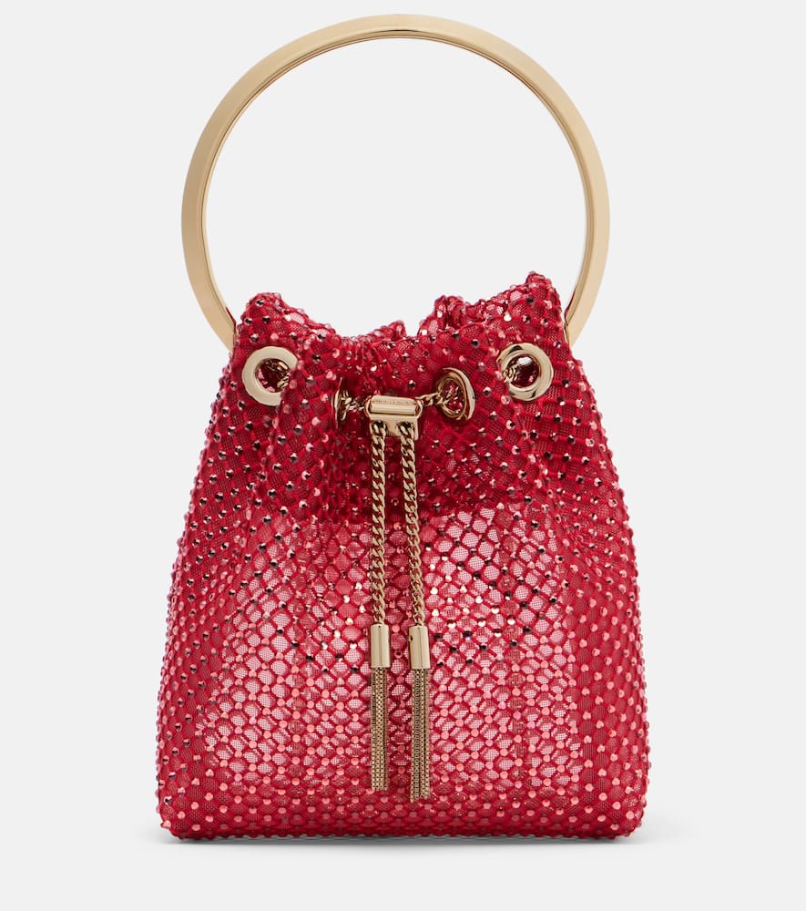 Jimmy Choo Bon Bon Crystal-embellished Mesh Bucket Bag