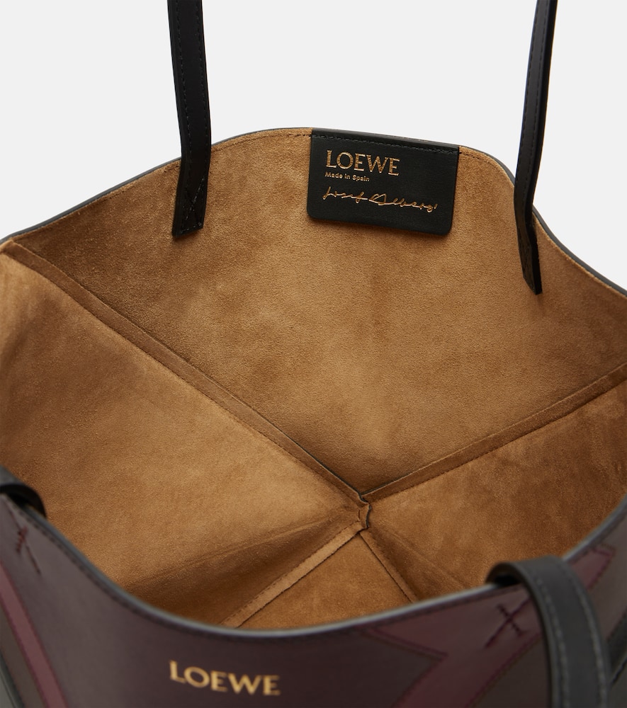 Loewe X Albers Medium Leather Puzzle Fold Tote Bag In Black