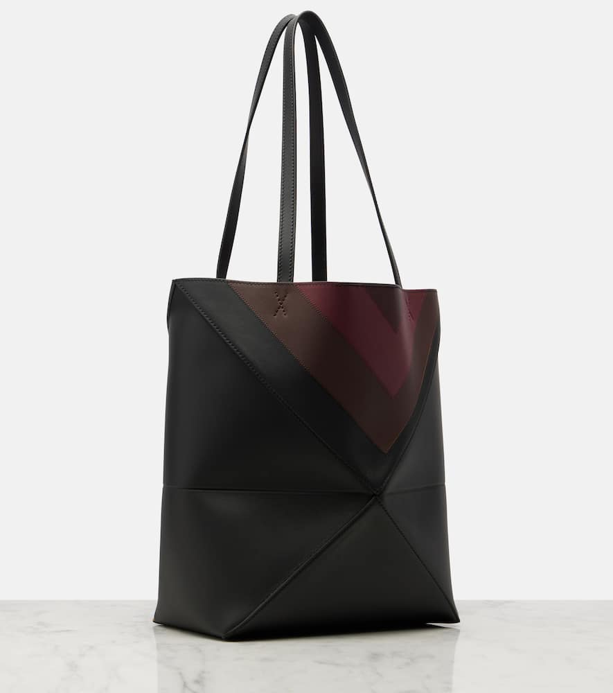 Loewe X Albers Medium Leather Puzzle Fold Tote Bag In Black
