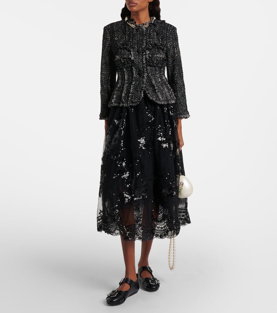 Simone Rocha Sequined Midi Skirt In Black
