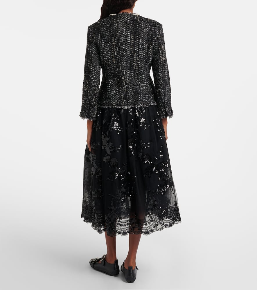 Simone Rocha Sequined Midi Skirt In Black