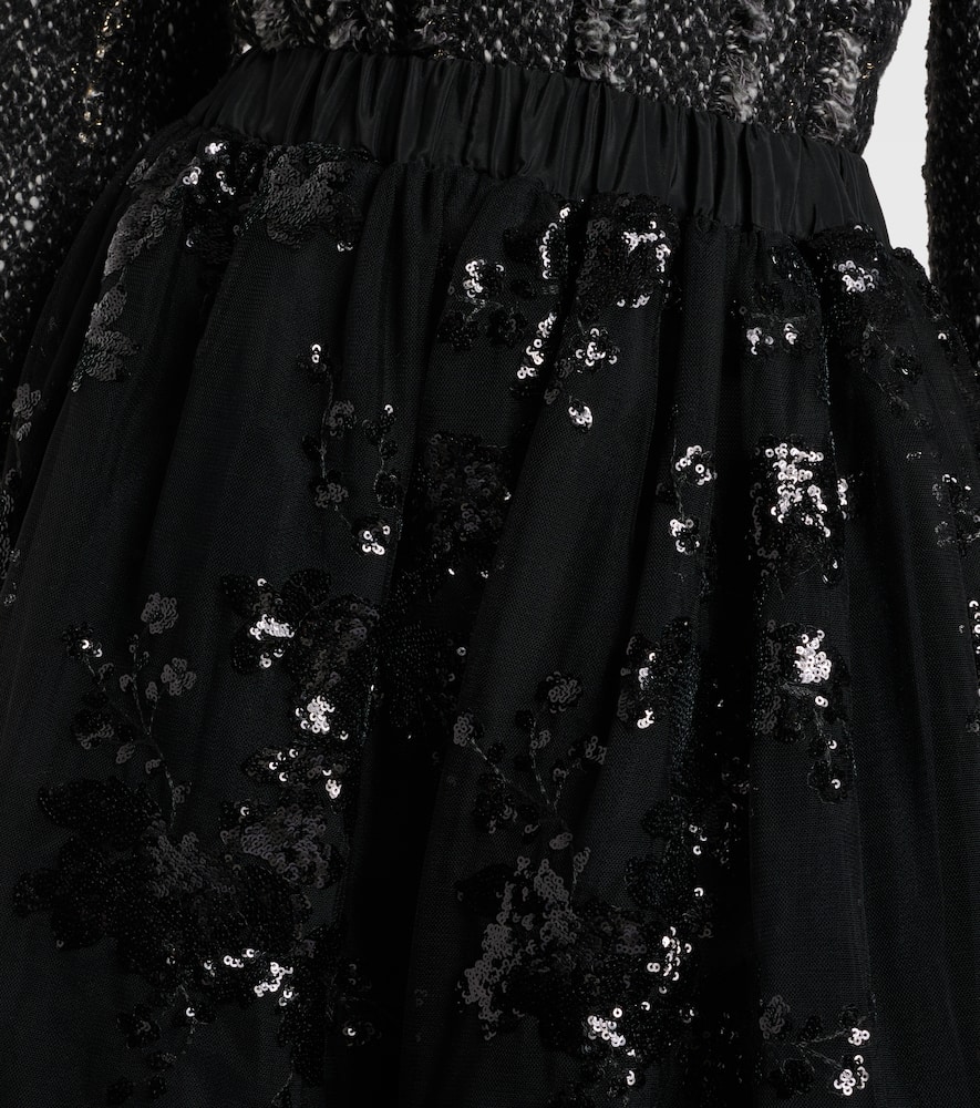 Simone Rocha Sequined Midi Skirt In Black