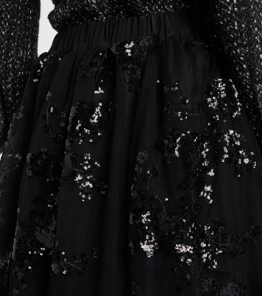 Simone Rocha Sequined Midi Skirt In Black
