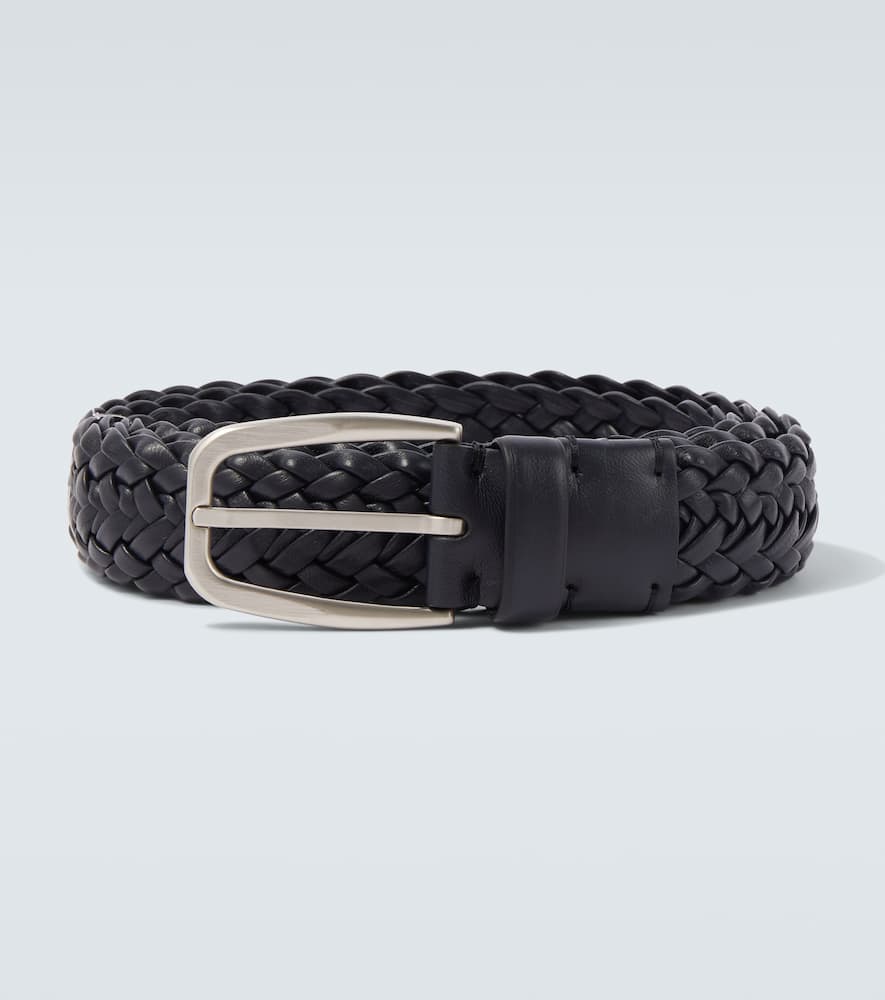 Zegna Braided Leather Belt In Black