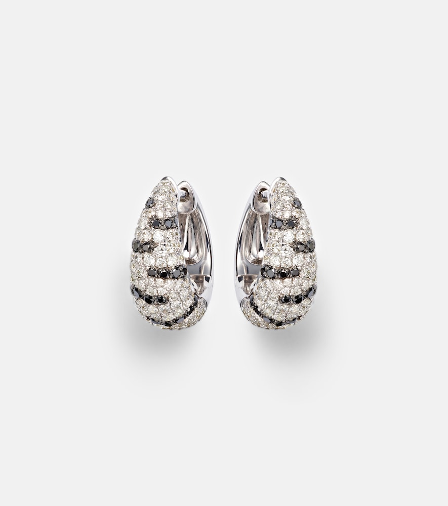 Yvonne Leon Yvonne Léon Zèbre 18kt white gold hoop earrings with diamonds
