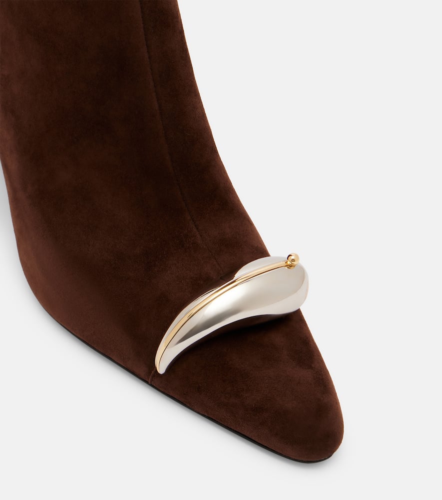 Tory Burch Pierced Xl 65 Suede Ankle Boots In Brown