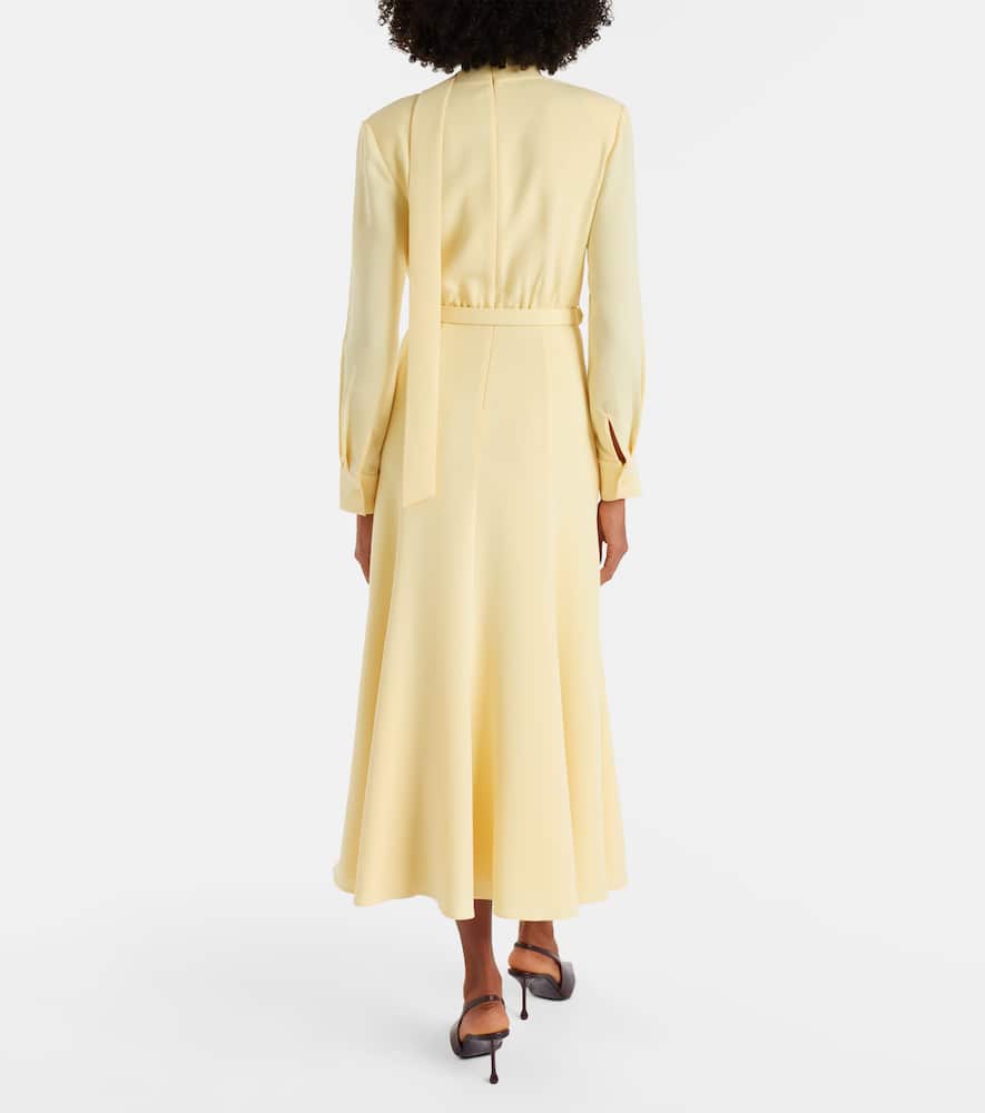 Roland Mouret Belted Cady Midi Dress In Yellow