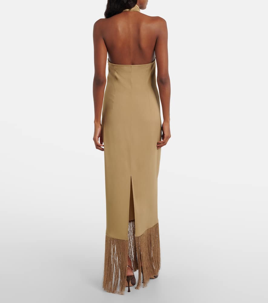 Taller Marmo Berlin Fringed Crepe Gown In Neutral