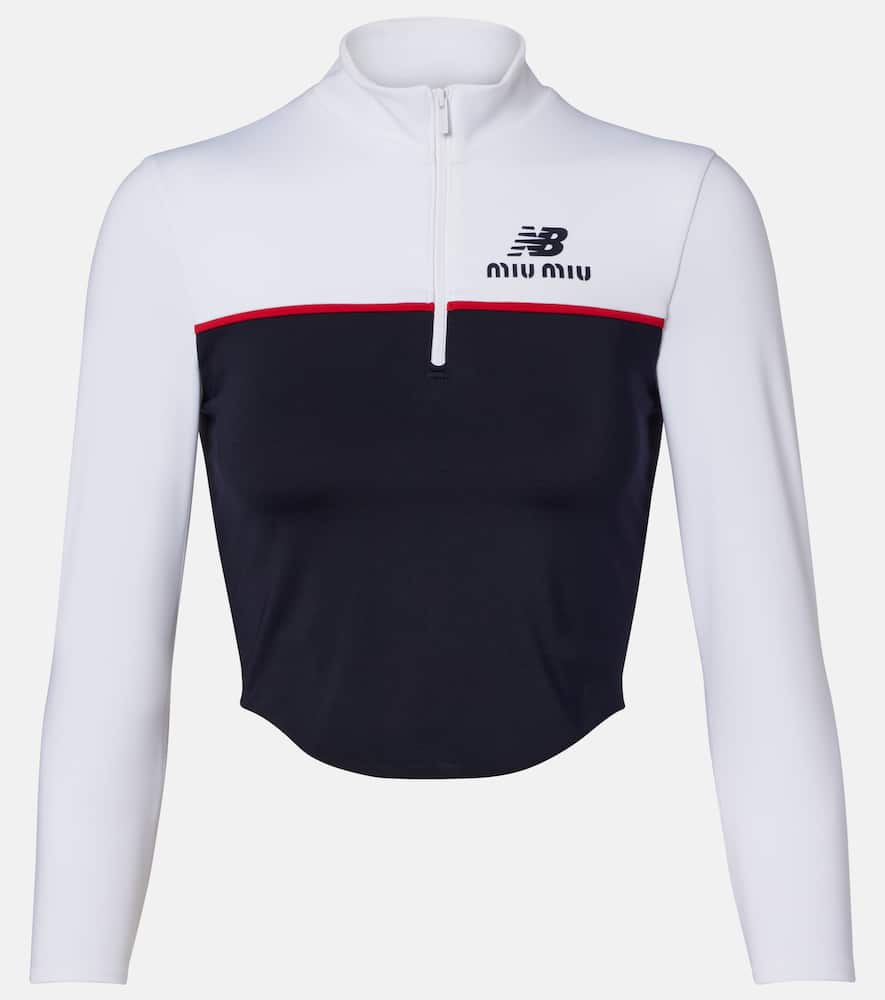 Miu Miu X New Balance Jersey Crop Top In Black