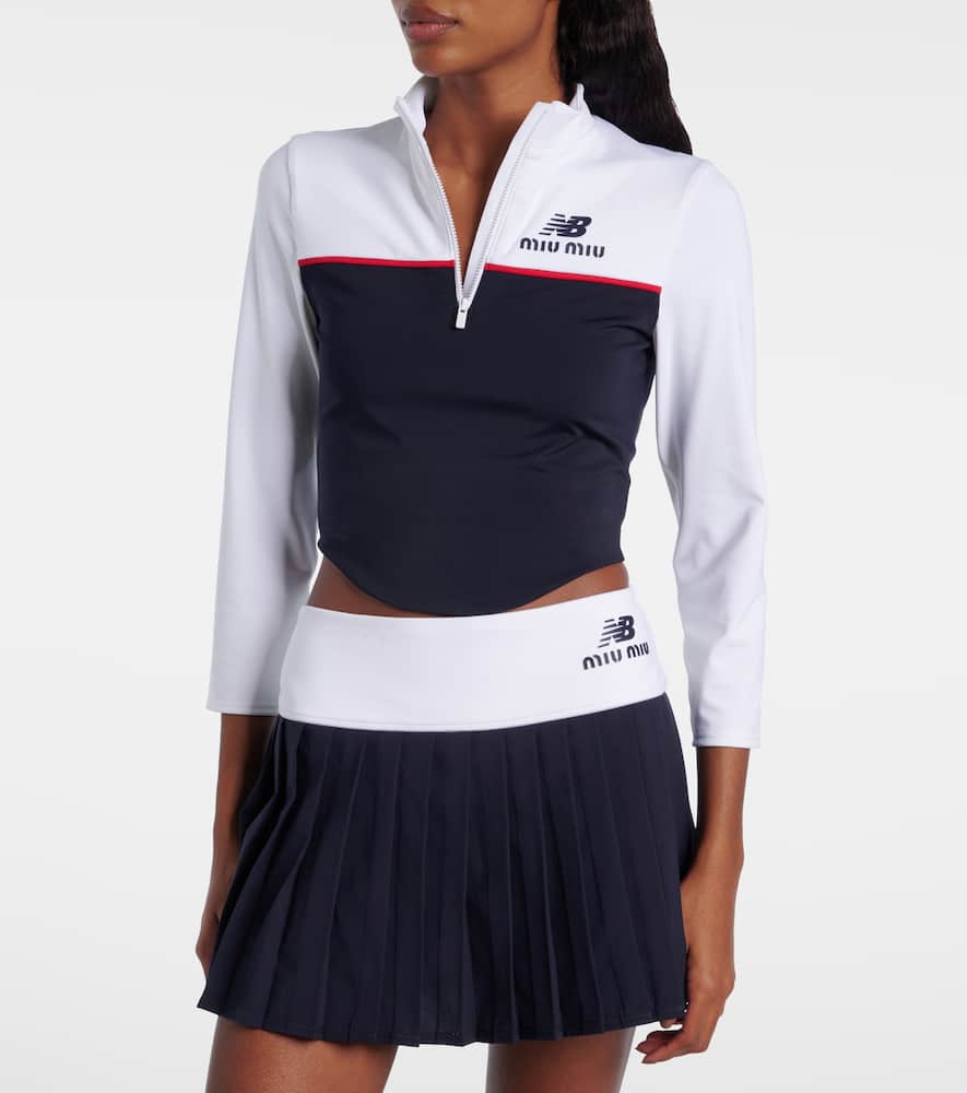 Miu Miu X New Balance Jersey Crop Top In Black