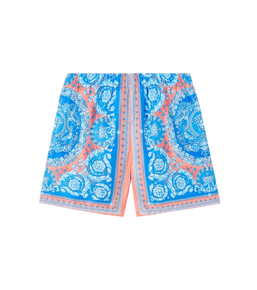 Versace Barocco Swim Trunks In Blue