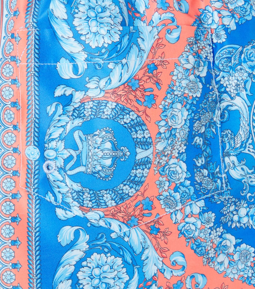 Versace Barocco Swim Trunks In Blue