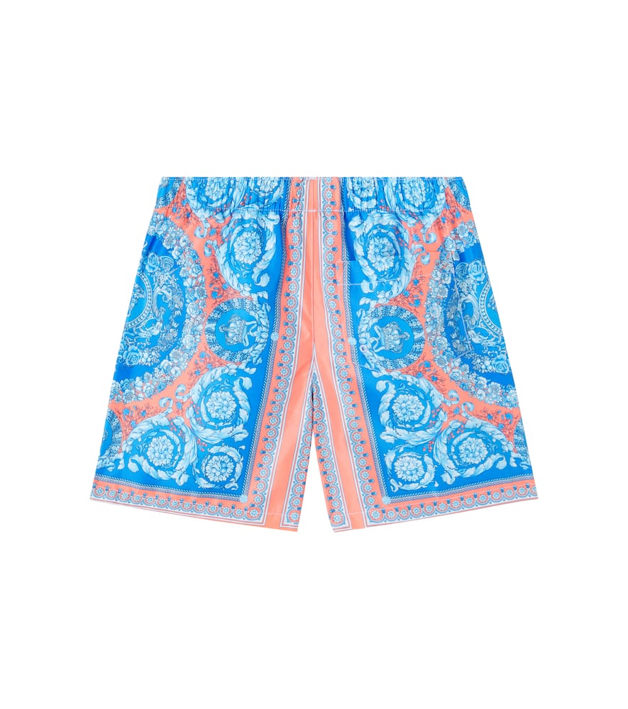 Versace Barocco Swim Trunks In Blue