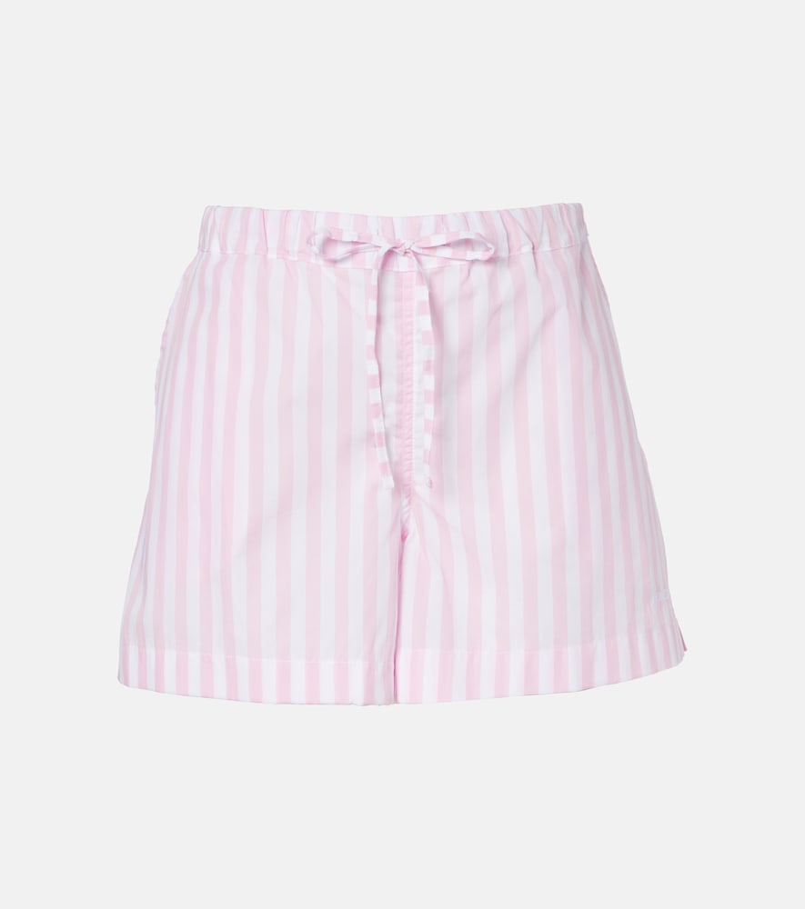 Hunza G Embroidered striped cotton poplin shorts