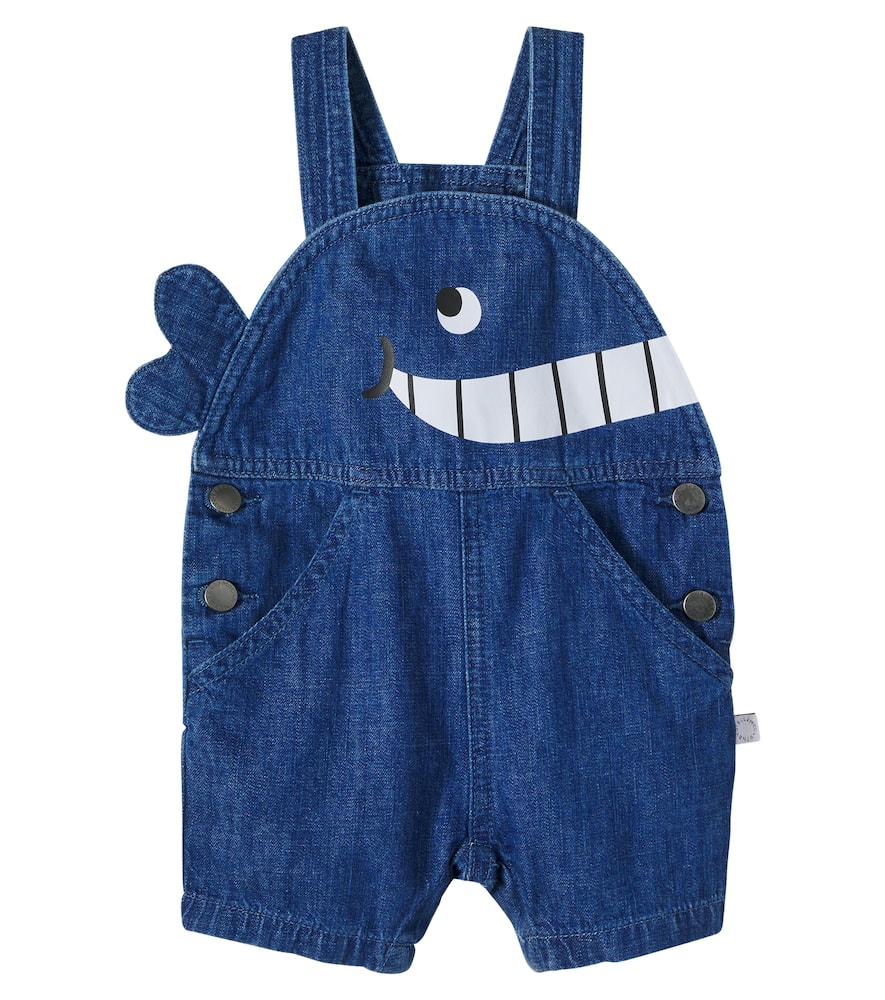 Stella Mccartney Baby Printed Denim Overalls In Blue