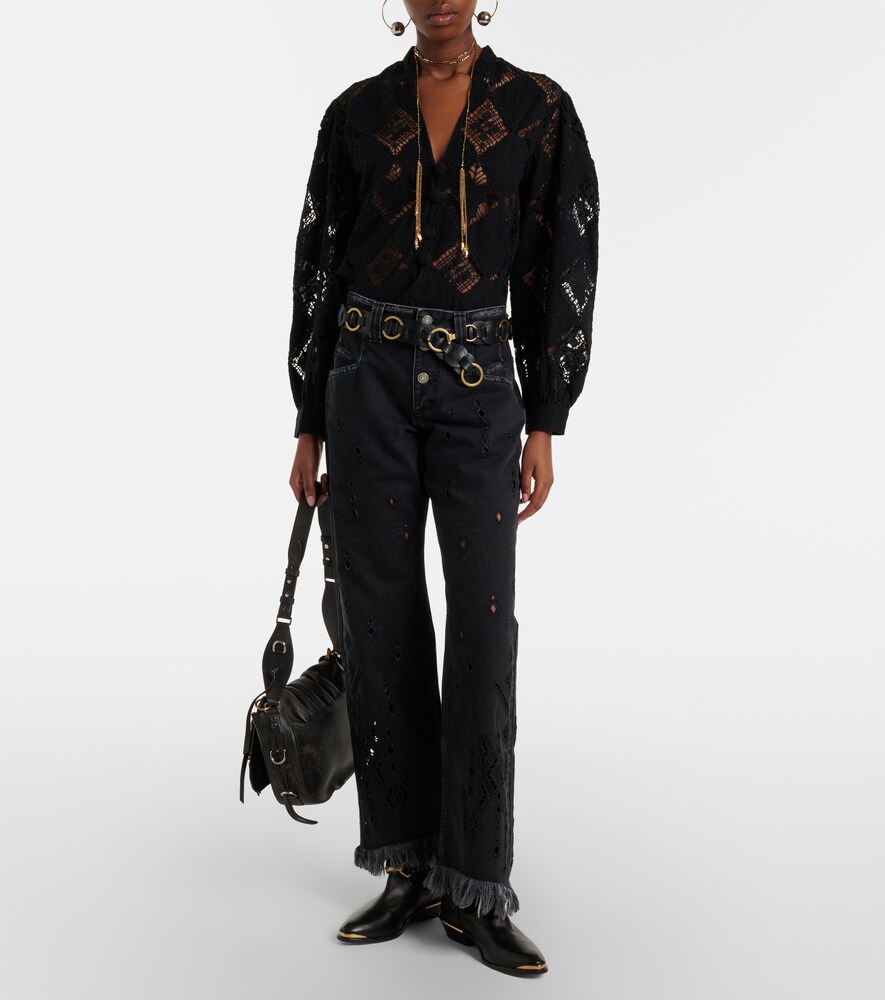 Isabel Marant Amia broderie anglaise flared jeans