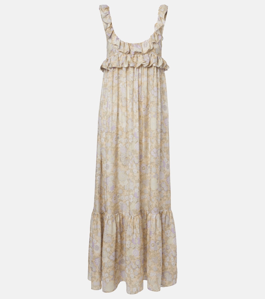 Chloe Women's Multicoloured Floral Ruffled Silk Charmeuse Maxi Dress UK Size 12 - Mytheresa