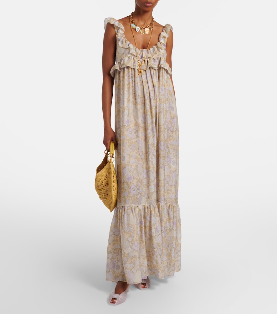 Chloé Floral ruffled silk charmeuse maxi dress
