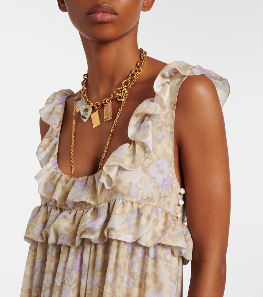  Chloe Chloã© Floral Ruffled Silk Charmeuse Maxi Dress 