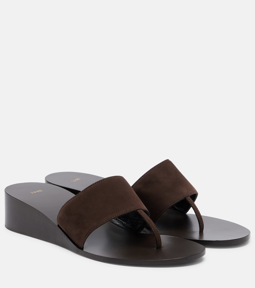 Jude Women's Brown Lucille Leather Wedge Thong Sandals UK Size 7 - Mytheresa