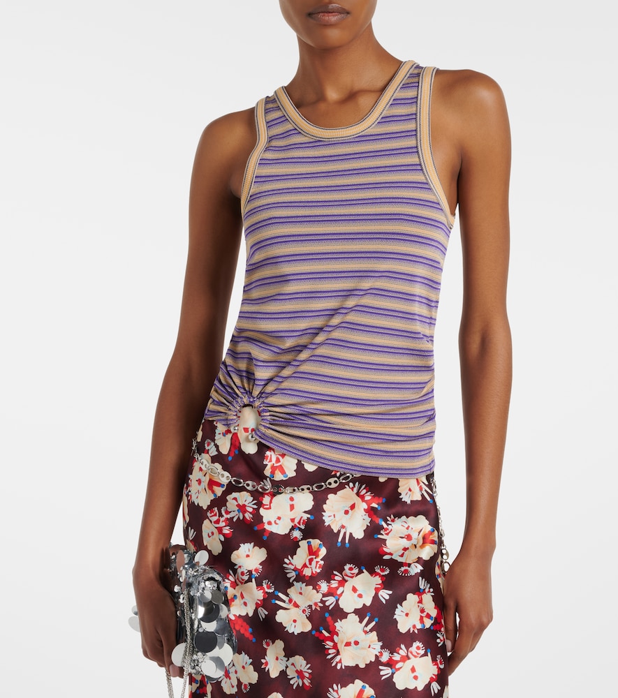 Rabanne Piercing gathered striped tank top