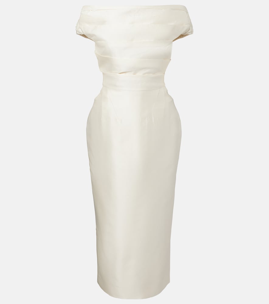 Off-Shoulder-Cocktailkleid Bronte aus Wolle und Seide