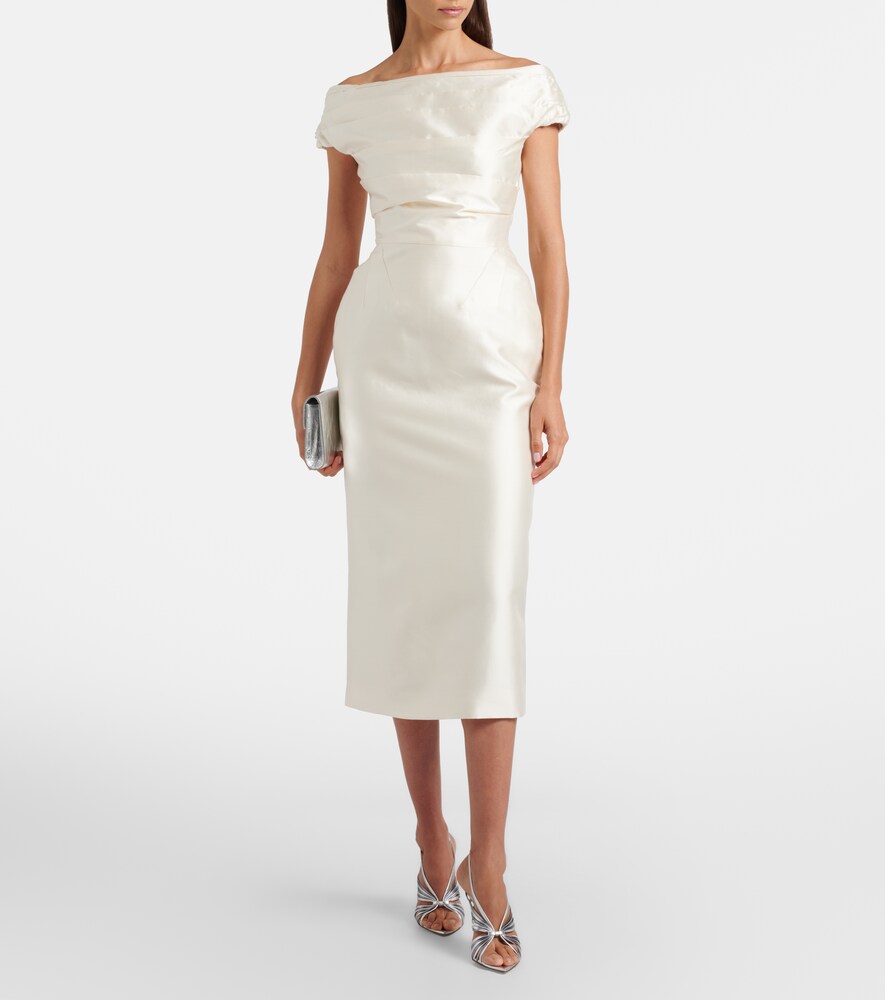 Rachel Gilbert Bronte off-shoulder wool and silk cocktail dress