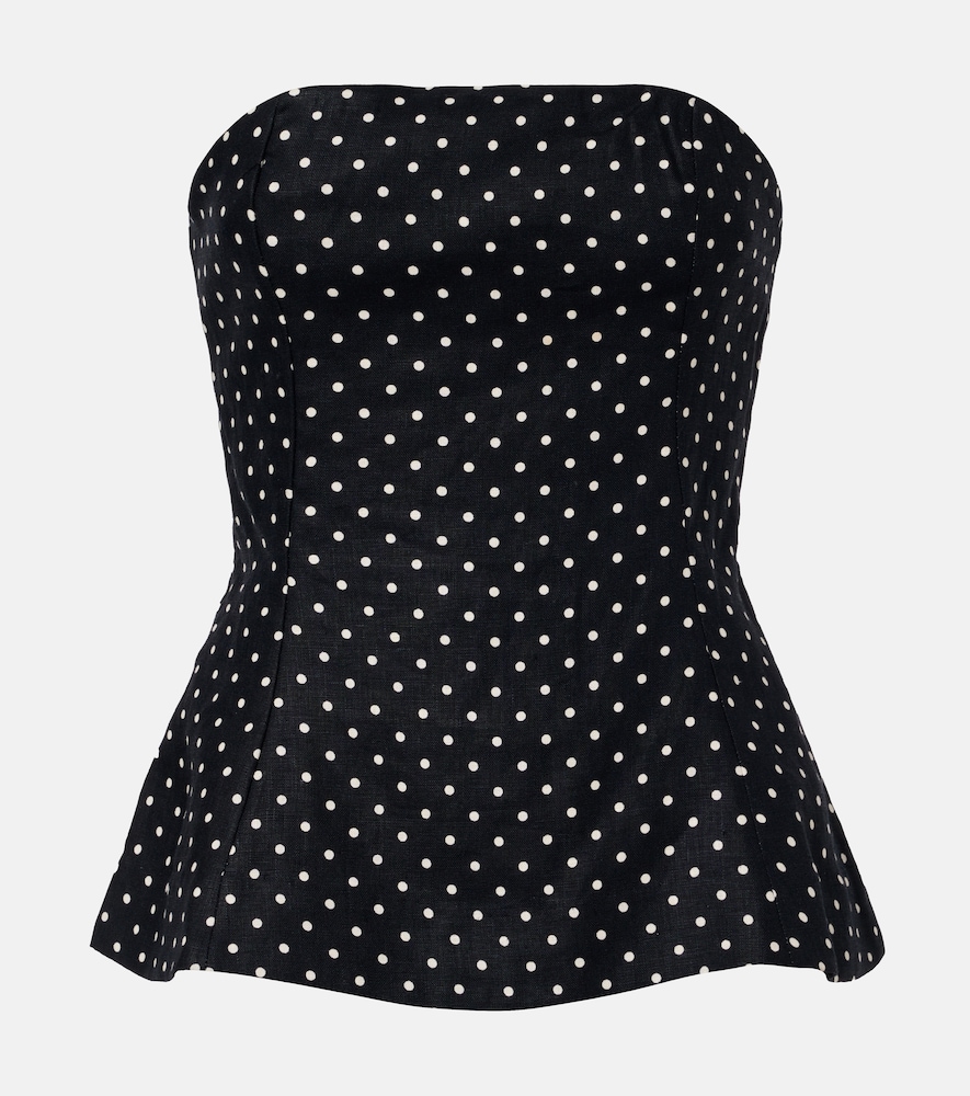 Faithfull Petro polka-dot peplum linen top