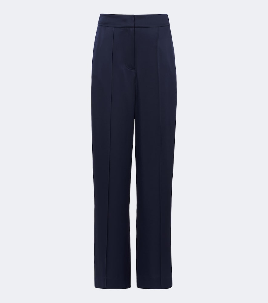 Pantaloni Kyra a gamba larga e vita alta in raso