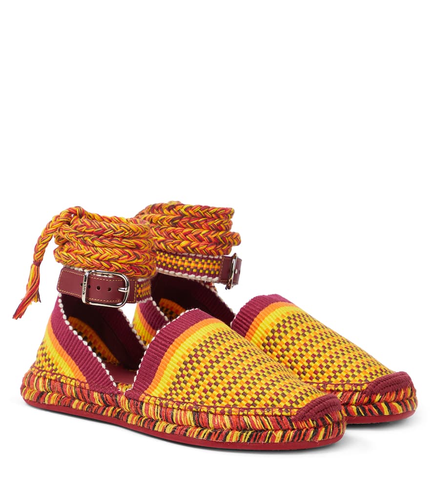 Chloé Meril Woven Cotton Ankle-tie Espadrilles In Multicoloured
