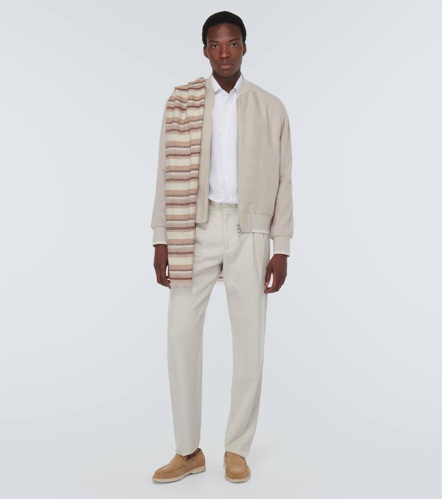 Loro Piana André Striped Linen Shirt In Beige