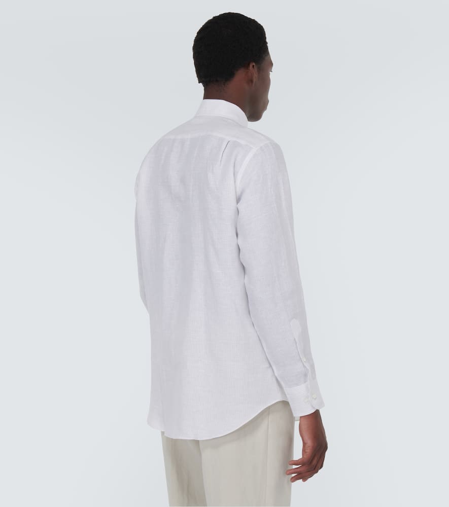 Loro Piana André Striped Linen Shirt In Beige