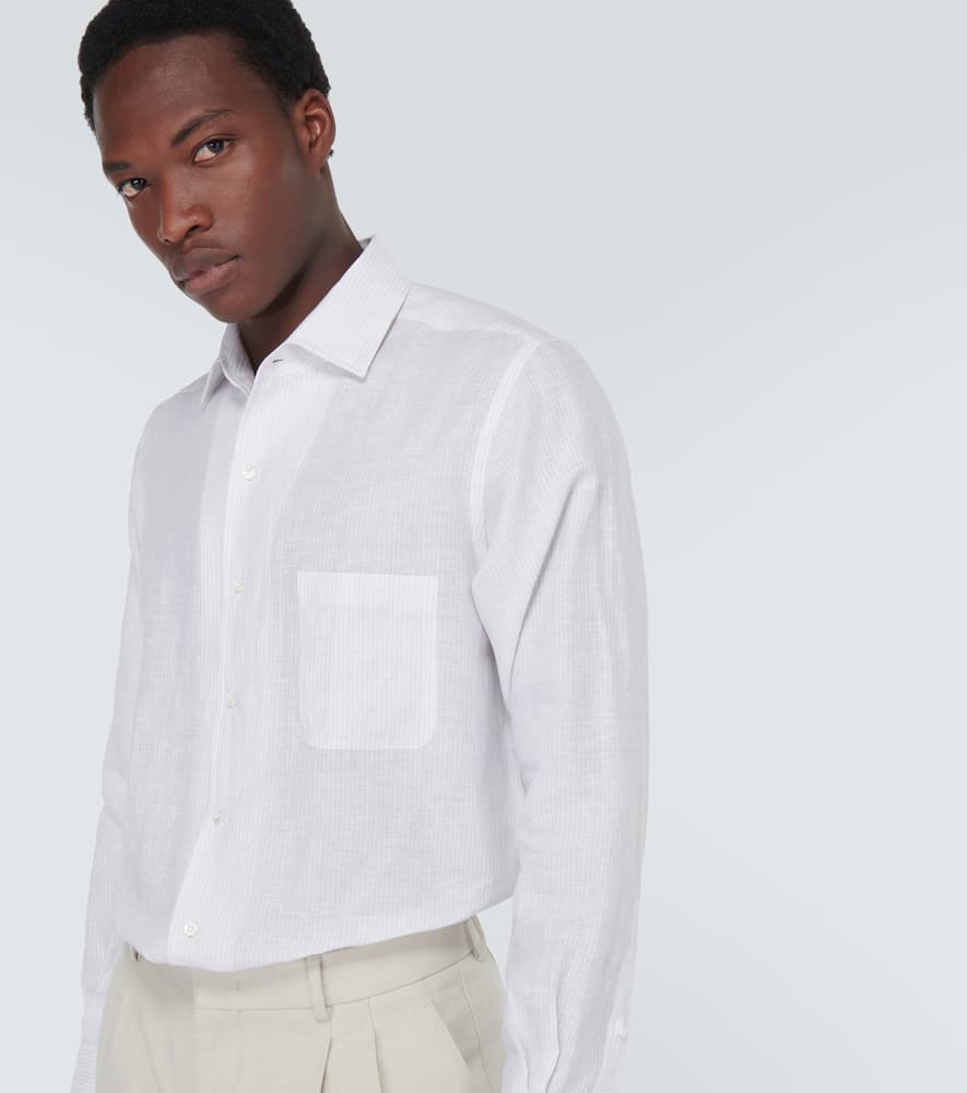 Loro Piana André Striped Linen Shirt In Beige