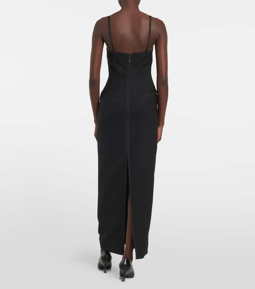 Shop Thom Browne Corset Wool And Silk Maxi Dress In Black