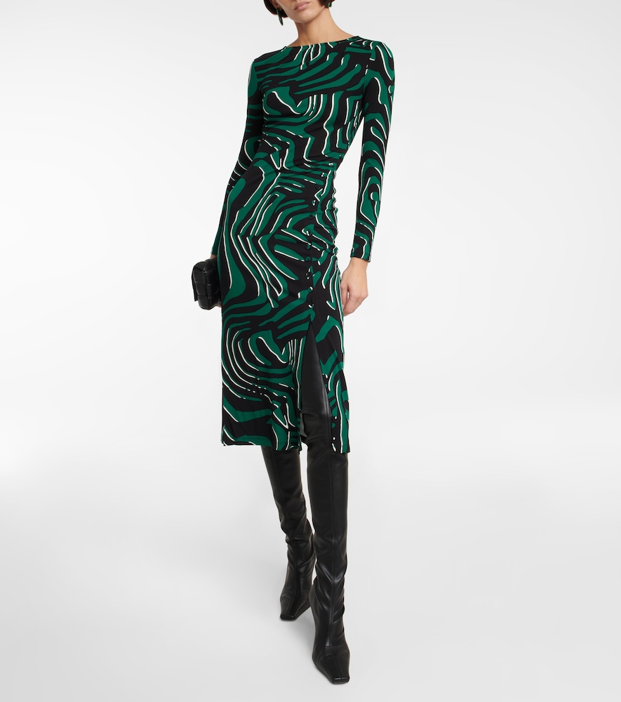  Diane Von Furstenberg Diane Von Furstenberg Printed Fitted Midi Dress 