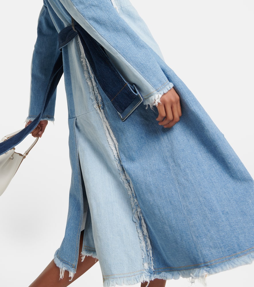 Shop Tod's Belted Denim Coat In Ulf 0pbm