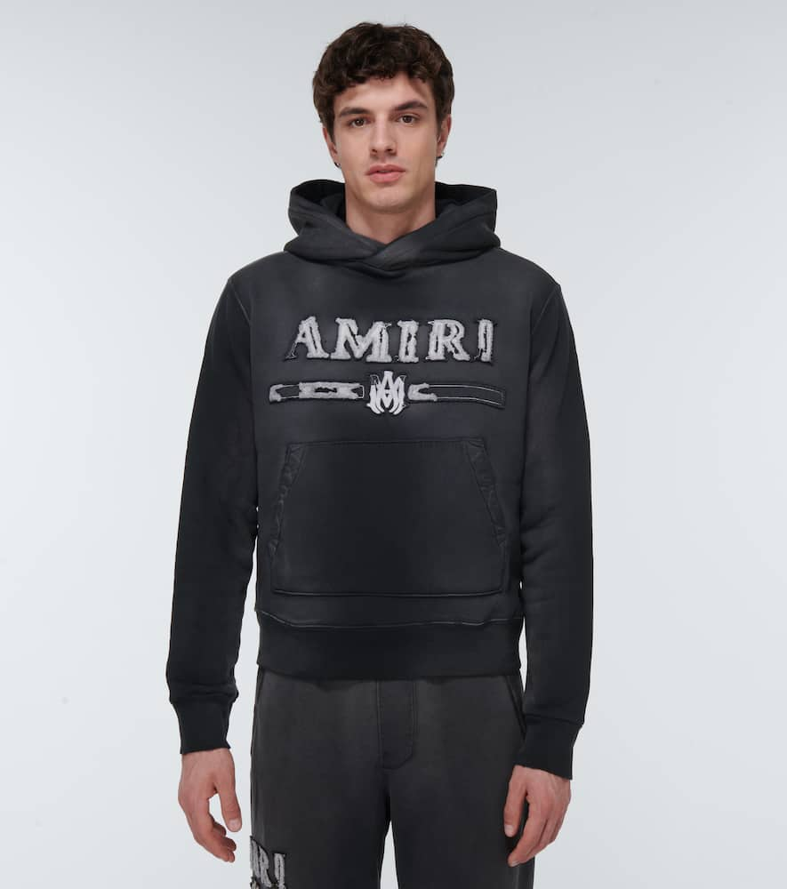 Shop Amiri Logo Cotton Hoodie In Black