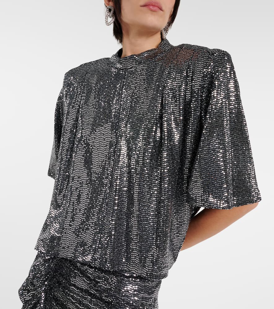 Shop Marant Etoile Delfi Embellished Top In Silver